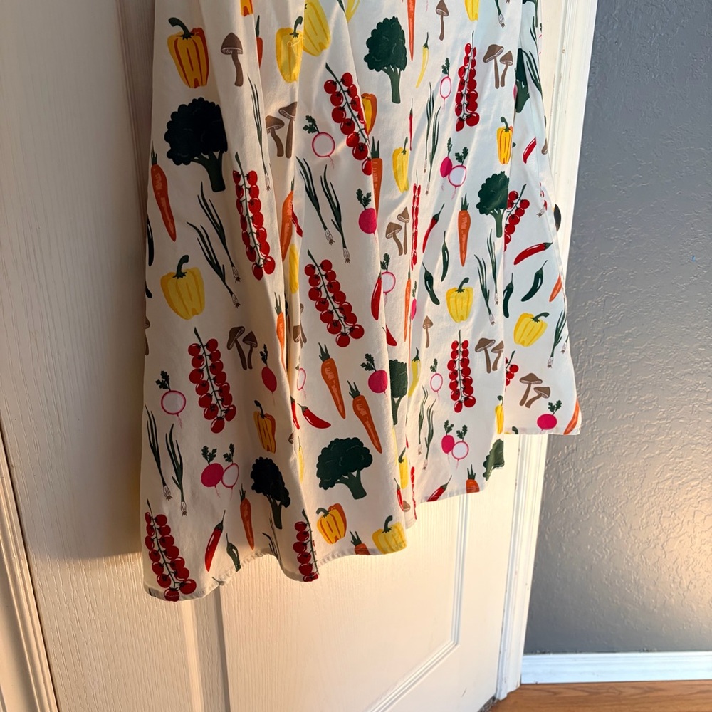 Modcloth Collectif Summer Vegetable Garden Print Fit Flare, Swing Skirt Dress,16 - Picture 8 of 16
